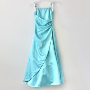 David's Bridal Aqua Turquoise Blue Sleeveless Maxi Ballgown Party Formal Dress 6